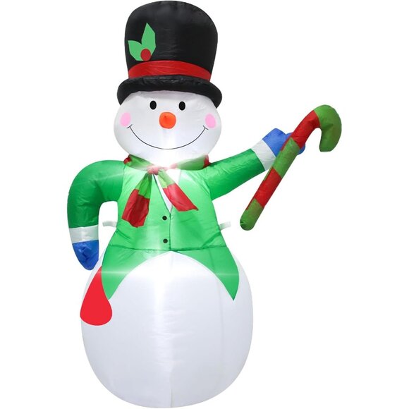 Christmas Inflatable Snowman with LED Lights for Outdoor Lawn and Garden Decor - Picture 2 of 8